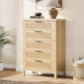 Commode à 5 tiroirs, commode de chambre moderne en bois avec poignées et tiroirs de rangement, meuble TV de style ferme pour salon, chambre à coucher, couloir