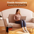 Chauffage d'appoint électrique KikiBriz, radiateur cheminée électrique avec flamme 3D réaliste, contrôle par bouton, protection contre la surchauffe, silencieux et sûr