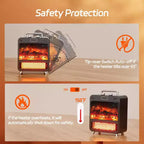 Chauffage d'appoint électrique KikiBriz, radiateur cheminée électrique avec flamme 3D réaliste, contrôle par bouton, protection contre la surchauffe, silencieux et sûr