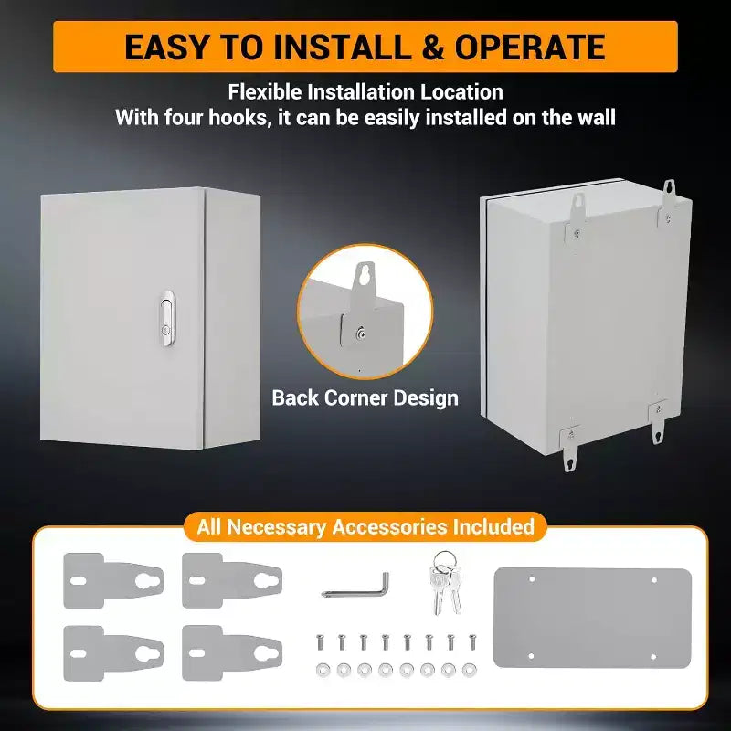 Boîte de jonction électrique COZONY NEMA 4X, boîtier en acier étanche IP66, extérieur/intérieur, à charnière, verrouillable, avec plaque de montage, certifié UL