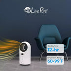 Chauffage céramique à turbine Vortex Auto-Duster LivePure LP2200, 1500 W, télécommande, minuterie de 12 heures, thermostat numérique, oscillation à 60°