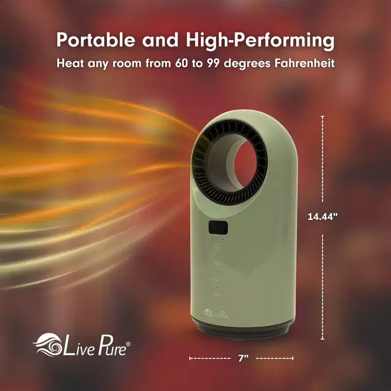 Chauffage céramique à turbine Vortex Auto-Duster LivePure LP2200, 1500 W, télécommande, minuterie de 12 heures, thermostat numérique, oscillation à 60°