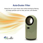 Chauffage céramique à turbine Vortex Auto-Duster LivePure LP2200, 1500 W, télécommande, minuterie de 12 heures, thermostat numérique, oscillation à 60°