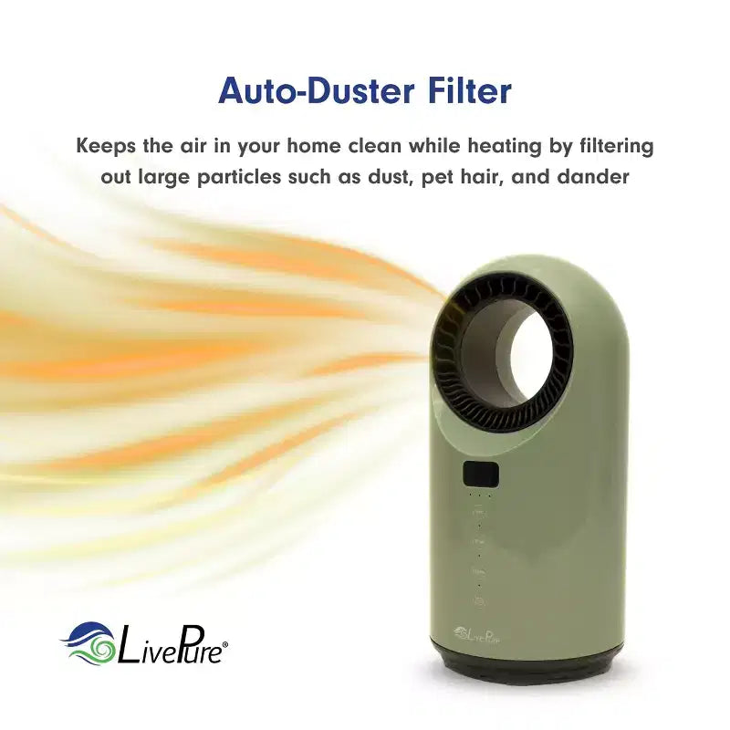 Chauffage céramique à turbine Vortex Auto-Duster LivePure LP2200, 1500 W, télécommande, minuterie de 12 heures, thermostat numérique, oscillation à 60°