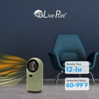 Chauffage céramique à turbine Vortex Auto-Duster LivePure LP2200, 1500 W, télécommande, minuterie de 12 heures, thermostat numérique, oscillation à 60°