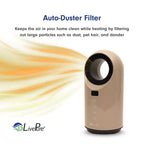 Chauffage céramique à turbine Vortex Auto-Duster LivePure LP2200, 1500 W, télécommande, minuterie de 12 heures, thermostat numérique, oscillation à 60°