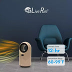 Chauffage céramique à turbine Vortex Auto-Duster LivePure LP2200, 1500 W, télécommande, minuterie de 12 heures, thermostat numérique, oscillation à 60°