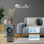 Chauffage céramique à turbine Vortex Auto-Duster LivePure LP2200, 1500 W, télécommande, minuterie de 12 heures, thermostat numérique, oscillation à 60°