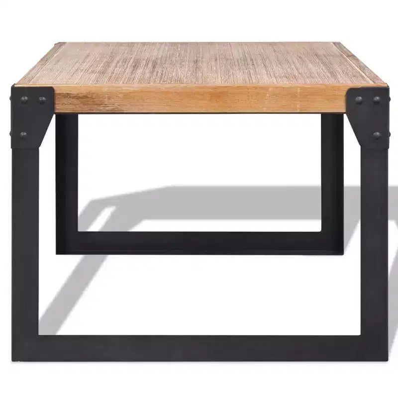 vidaXL Table Basse en Bois d'Acacia Massif avec Pieds en Acier - Meuble Industriel Élégant et Durable, Marron et Noir