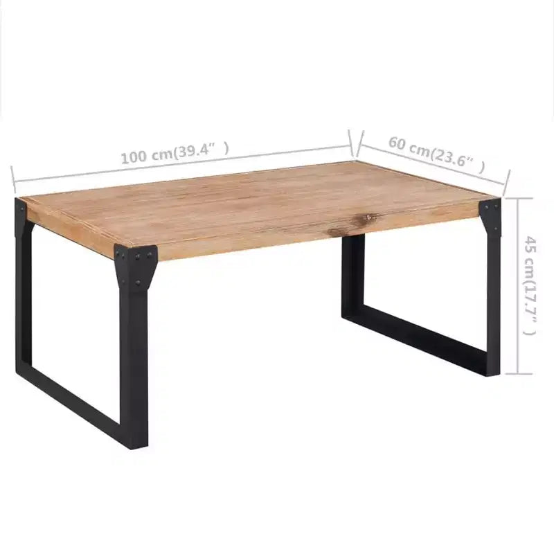 vidaXL Table Basse en Bois d'Acacia Massif avec Pieds en Acier - Meuble Industriel Élégant et Durable, Marron et Noir