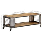 vidaXL Table Basse Table d'Appoint avec 4 Roulettes Bois Massif de Manguier 100 cm