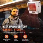 Chauffage de garage électrique VEVOR, radiateur d'atelier à air pulsé mural/plafonnier numérique de 10 000 watts, avec télécommande, radiateur câblé avec minuterie de 9 heures, blanc