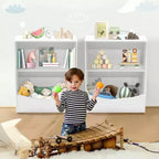 Étagère à livres pour enfants à 2 niveaux et rangement de livres, étagère à livres pour tout-petits, étagère et organisateur de livres avec bacs de rangement pour chambre de bébé, salle de jeux, salle de classe, bibliothèque, chambre à coucher