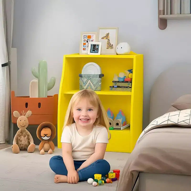 Étagère à livres pour enfants à 2 niveaux et rangement de livres, étagère à livres pour tout-petits, étagère et organisateur de livres avec bacs de rangement pour chambre de bébé, salle de jeux, salle de classe, bibliothèque, chambre à coucher