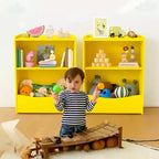Étagère à livres pour enfants à 2 niveaux et rangement de livres, étagère à livres pour tout-petits, étagère et organisateur de livres avec bacs de rangement pour chambre de bébé, salle de jeux, salle de classe, bibliothèque, chambre à coucher