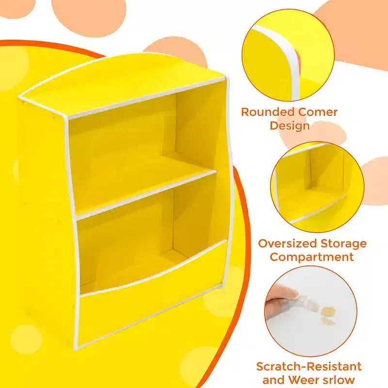Étagère à livres pour enfants à 2 niveaux et rangement de livres, étagère à livres pour tout-petits, étagère et organisateur de livres avec bacs de rangement pour chambre de bébé, salle de jeux, salle de classe, bibliothèque, chambre à coucher