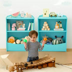 Étagère à livres pour enfants à 2 niveaux et rangement de livres, étagère à livres pour tout-petits, étagère et organisateur de livres avec bacs de rangement pour chambre de bébé, salle de jeux, salle de classe, bibliothèque, chambre à coucher