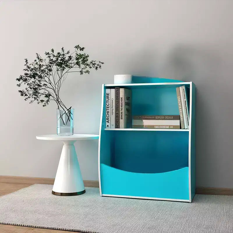 Étagère à livres pour enfants à 2 niveaux et rangement de livres, étagère à livres pour tout-petits, étagère et organisateur de livres avec bacs de rangement pour chambre de bébé, salle de jeux, salle de classe, bibliothèque, chambre à coucher