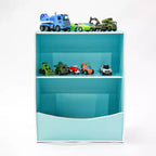 Étagère à livres pour enfants à 2 niveaux et rangement de livres, étagère à livres pour tout-petits, étagère et organisateur de livres avec bacs de rangement pour chambre de bébé, salle de jeux, salle de classe, bibliothèque, chambre à coucher