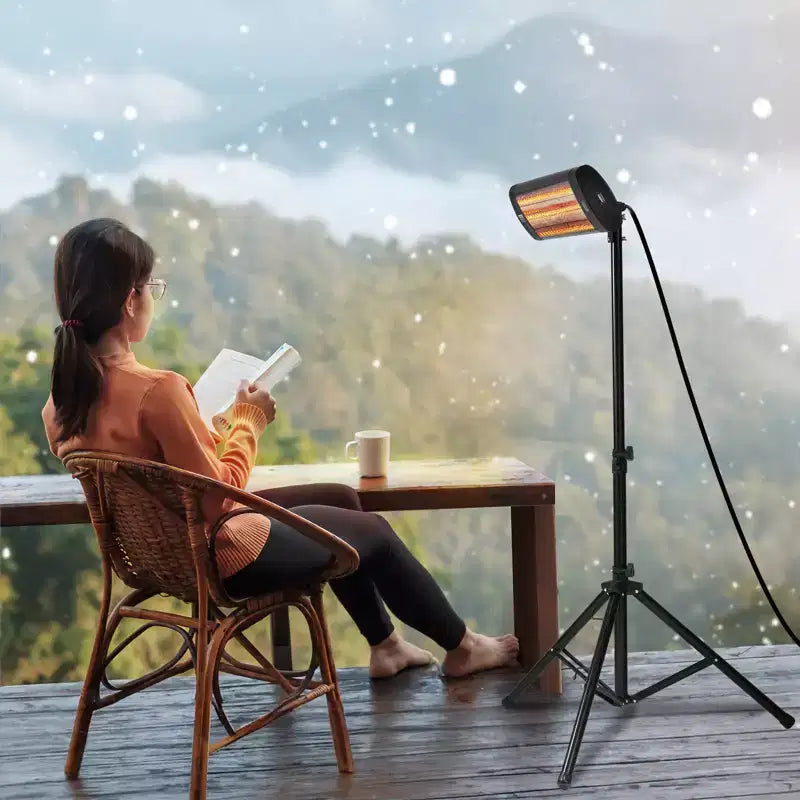 Chauffage infrarouge VEVOR, radiateur électrique 1500 W avec télécommande, chauffage de terrasse avec écran LED, 3 vitesses et minuterie, montage au plafond/mural, 86 cm, noir