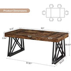 Table de salle à manger Lantine 63'' pour 4-6 personnes, Table de cuisine avec pieds en métal robustes, Meuble de salle à manger rectangulaire pour salon, Marron rustique et noir