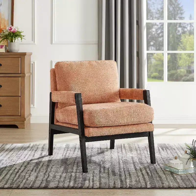 Fauteuil d'appoint en chenille Vatros, style Mid-Century Modern