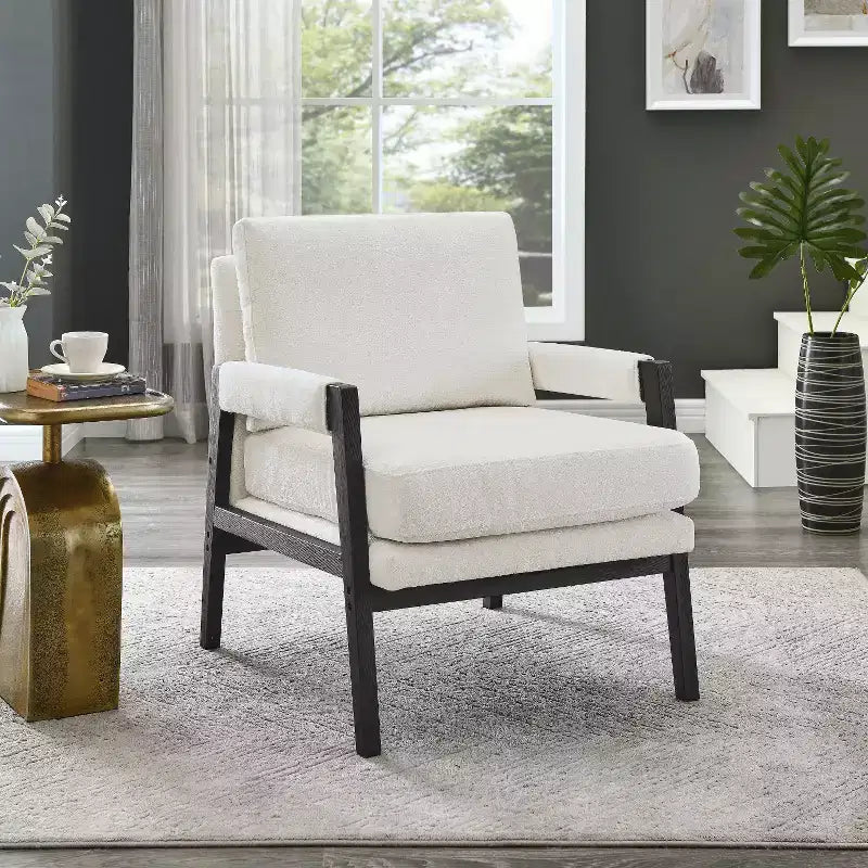 Fauteuil d'appoint en chenille Vatros, style Mid-Century Modern