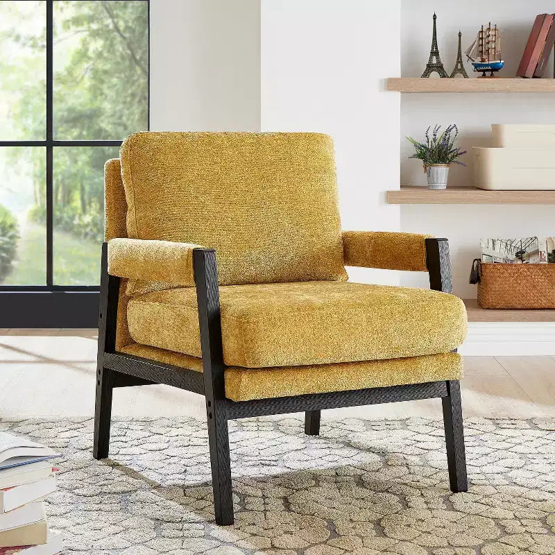 Fauteuil d'appoint en chenille Vatros, style Mid-Century Modern