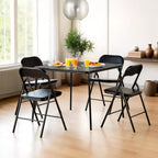 Ensemble table et 4 chaises pliantes FurnitureR 5 pièces – Table carrée portable avec 4 chaises rembourrées, ensemble repas ou jeu de cartes peu encombrant pour la maison, noir