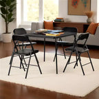 Ensemble table et 4 chaises pliantes FurnitureR 5 pièces – Table carrée portable avec 4 chaises rembourrées, ensemble repas ou jeu de cartes peu encombrant pour la maison, noir