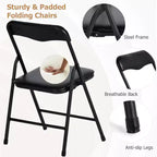 Ensemble table et 4 chaises pliantes FurnitureR 5 pièces – Table carrée portable avec 4 chaises rembourrées, ensemble repas ou jeu de cartes peu encombrant pour la maison, noir