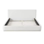 Lit rembourré Okak au design élégant en tissu doux avec tête de lit capitonnée, lit de chambre principal moderne et minimaliste pour vous