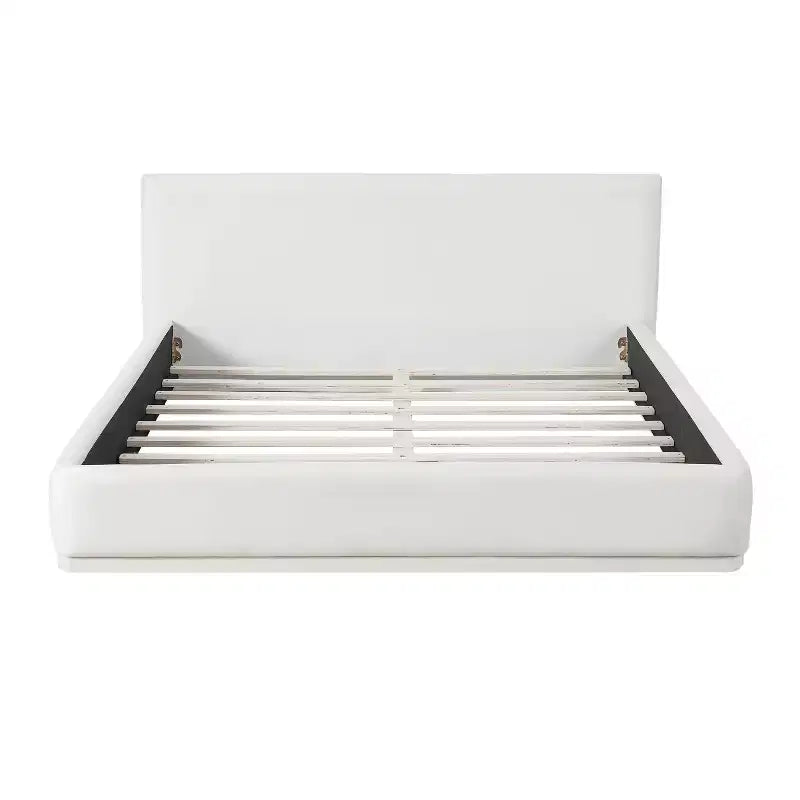 Lit rembourré Okak au design élégant en tissu doux avec tête de lit capitonnée, lit de chambre principal moderne et minimaliste pour vous