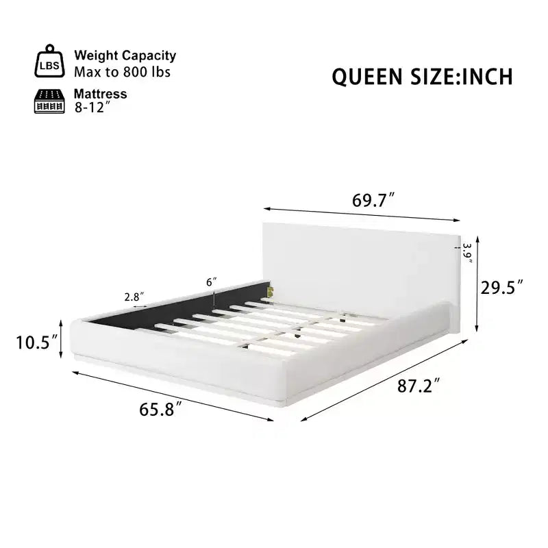 Lit rembourré Okak au design élégant en tissu doux avec tête de lit capitonnée, lit de chambre principal moderne et minimaliste pour vous