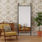 Miroir pleine longueur HomeRoots 64 en bois massif noir à cadre, style échelle, à poser