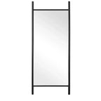 Miroir pleine longueur HomeRoots 64 en bois massif noir à cadre, style échelle, à poser