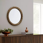 Miroir Mural Rond Moderne avec Cadre en Métal Texturé – Accent Décoratif pour la Maison, le Bureau, la Chambre ou le Salon – Bronze & Cuivre 29