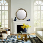 Miroir Mural Rond Moderne avec Cadre en Métal Texturé – Accent Décoratif pour la Maison, le Bureau, la Chambre ou le Salon – Bronze & Cuivre 29