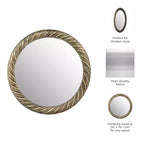 Miroir Mural Rond Moderne avec Cadre en Métal Texturé – Accent Décoratif pour la Maison, le Bureau, la Chambre ou le Salon – Bronze & Cuivre 29
