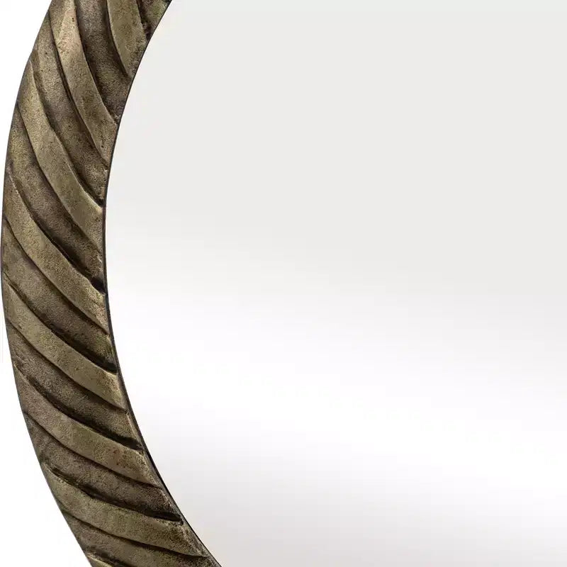 Miroir Mural Rond Moderne avec Cadre en Métal Texturé – Accent Décoratif pour la Maison, le Bureau, la Chambre ou le Salon – Bronze & Cuivre 29