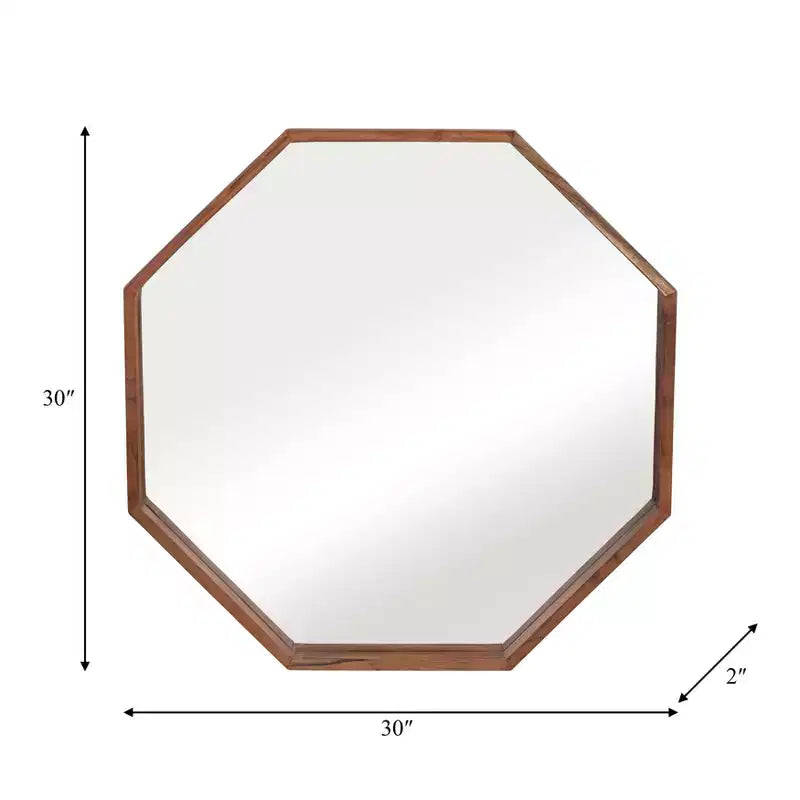 Miroir Mural Cadre Bois Moderne - Octogonal 30 - Décoration Maison, Bureau, Chambre ou Salon