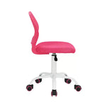 Chaise de bureau sans accoudoirs FurnitureR, mignonne, ergonomique, petite chaise de bureau pivotante et réglable avec roulettes, rose vif