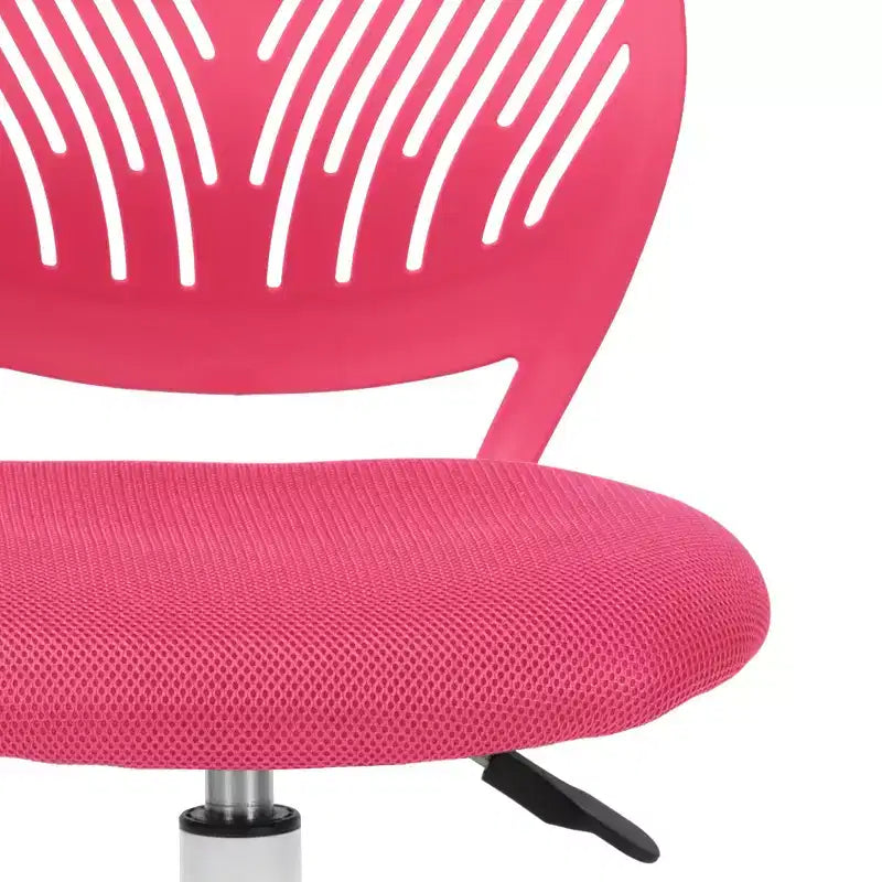 Chaise de bureau sans accoudoirs FurnitureR, mignonne, ergonomique, petite chaise de bureau pivotante et réglable avec roulettes, rose vif