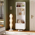Porte-manteau moderne de 74 po avec banc et rangement, organisateur d'entrée avec 4 crochets dorés, armoire à chaussures pour salon, porte-manteau avec pieds en métal