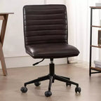 Chaise de bureau sans accoudoirs Furniliving, dossier mi-haut en similicuir, pivotante à 360°, réglable