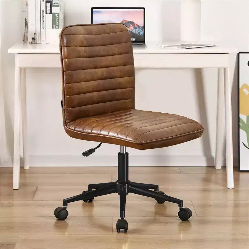 Chaise de bureau sans accoudoirs Furniliving, dossier mi-haut en similicuir, pivotante à 360°, réglable