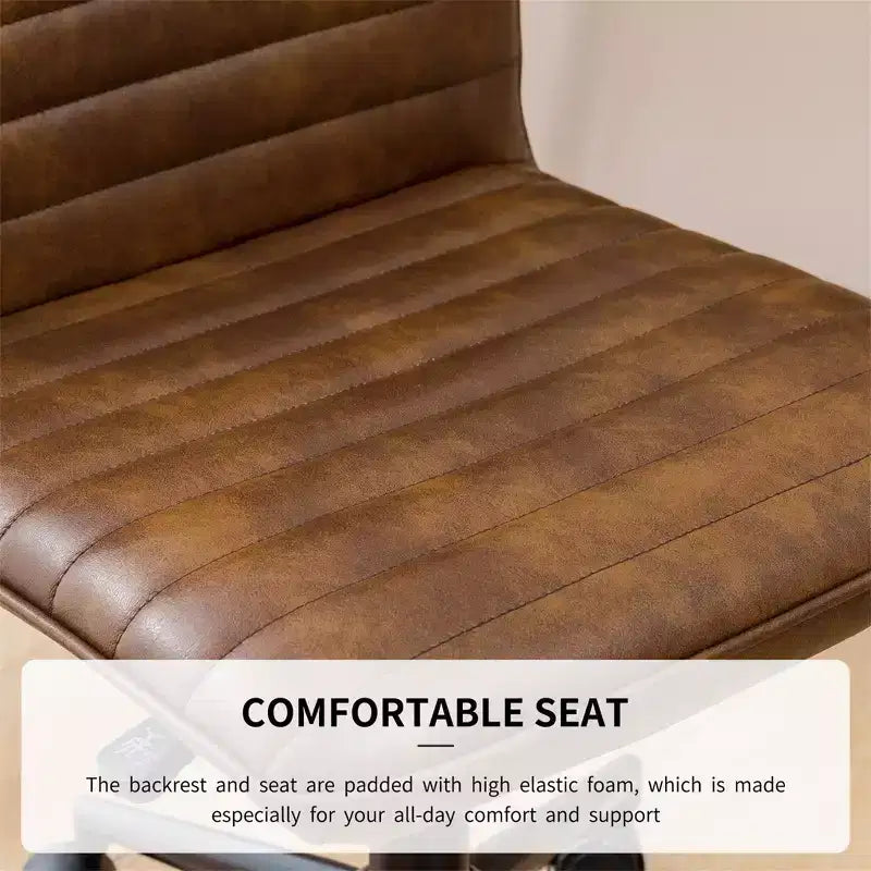 Chaise de bureau sans accoudoirs Furniliving, dossier mi-haut en similicuir, pivotante à 360°, réglable