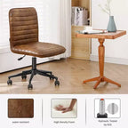 Chaise de bureau sans accoudoirs Furniliving, dossier mi-haut en similicuir, pivotante à 360°, réglable