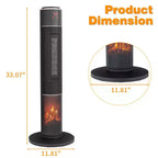 Chauffage d'appoint électrique sur pied Karl Home de 1500 watts et 33 po avec flamme 3D et oscillation à 60 degrés