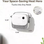 Chauffage d'appoint en céramique PTC Karl Home 1500 watts de 12,3 po, mural ou autonome, avec poignée
